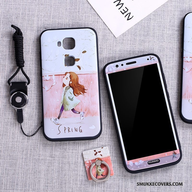 Etui Huawei G7 Plus Tasker Smuk Lyserød, Cover Huawei G7 Plus Silikone Af Personlighed Hvid