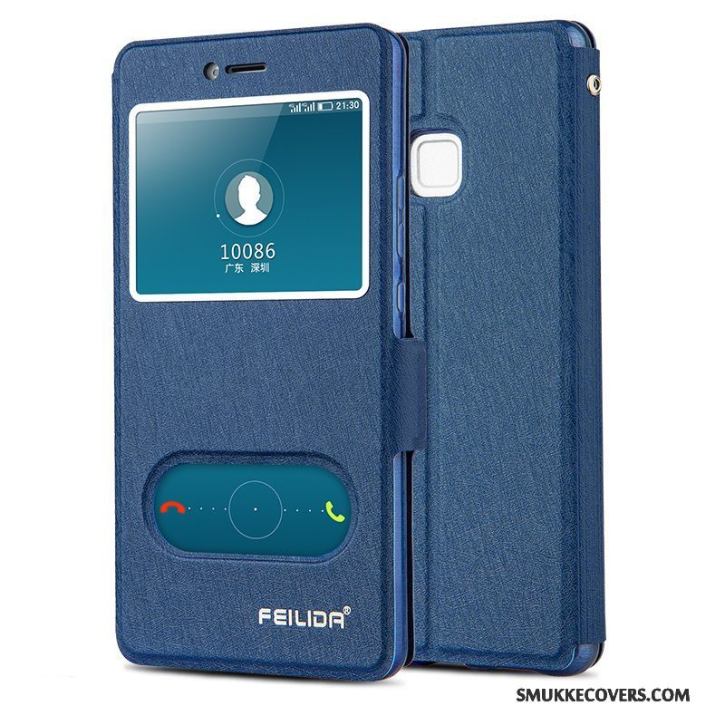 Etui Huawei G9 Lite Folio Ungdom Telefon, Cover Huawei G9 Lite Læder Mørkeblå