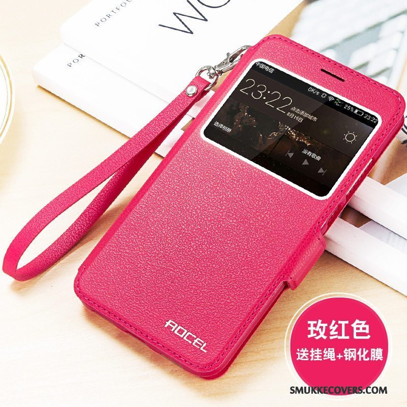 Etui Huawei G9 Plus Folio Simple Spænde, Cover Huawei G9 Plus Læder Rød