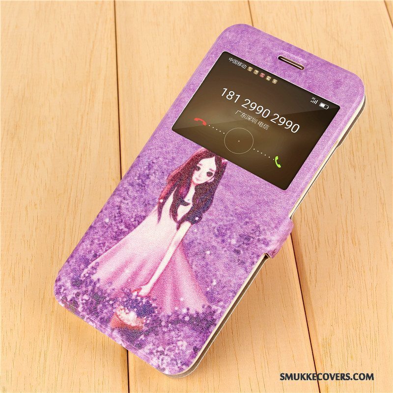 Etui Huawei G9 Plus Kreativ Smuk Lilla, Cover Huawei G9 Plus Læder Anti-fald Telefon