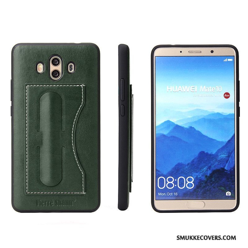 Etui Huawei Mate 10 Beskyttelse Mørkegrøn Simple, Cover Huawei Mate 10 Læder Kort Telefon