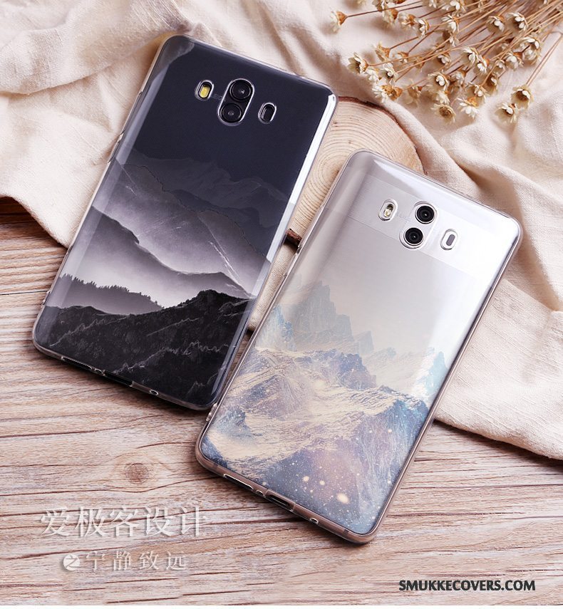 Etui Huawei Mate 10 Beskyttelse Sort Telefon, Cover Huawei Mate 10 Blød Scenery