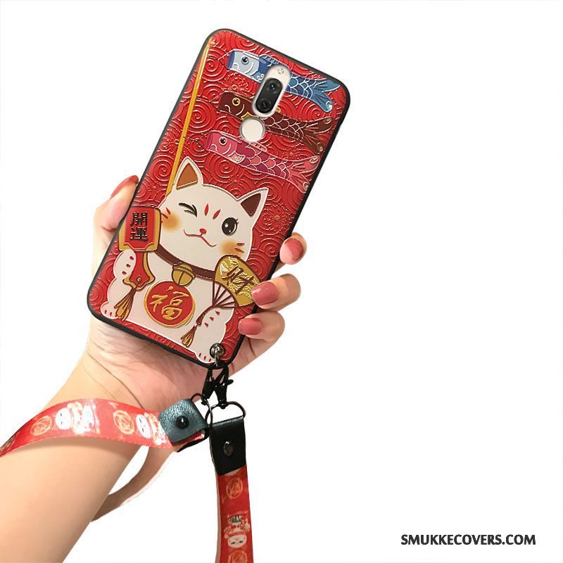 Etui Huawei Mate 10 Lite Cartoon Lange Telefon, Cover Huawei Mate 10 Lite Silikone Rød Korte