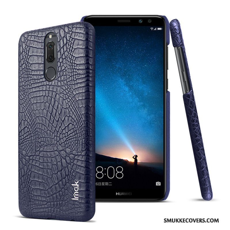 Etui Huawei Mate 10 Lite Læder Mørkeblå Krokodille Mønster, Cover Huawei Mate 10 Lite Beskyttelse Telefon