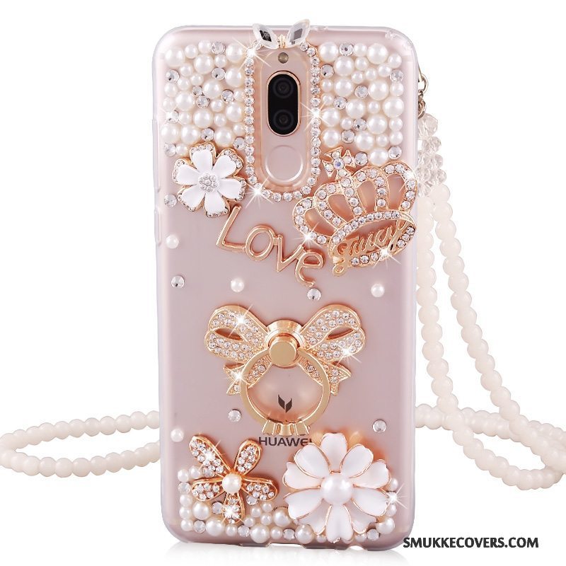 Etui Huawei Mate 10 Lite Support Gennemsigtig Telefon, Cover Huawei Mate 10 Lite Strass Ring Lyserød