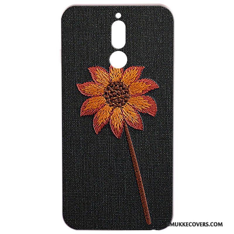 Etui Huawei Mate 10 Lite Tasker Anti-fald Sort, Cover Huawei Mate 10 Lite Blød Blomster Telefon