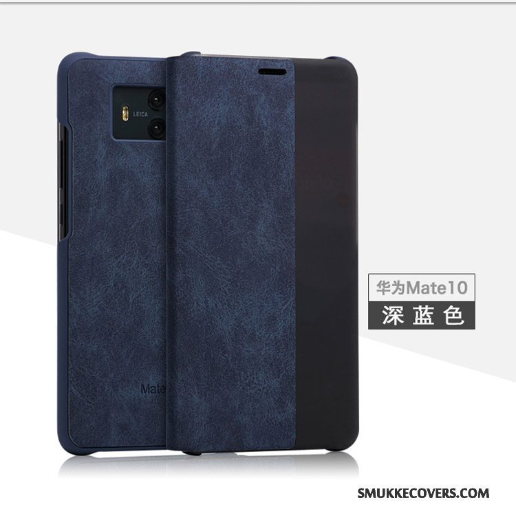 Etui Huawei Mate 10 Læder Anti-fald Telefon, Cover Huawei Mate 10 Beskyttelse Blå