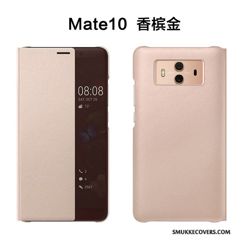 Etui Huawei Mate 10 Læder Telefonanti-fald, Cover Huawei Mate 10 Beskyttelse Guld