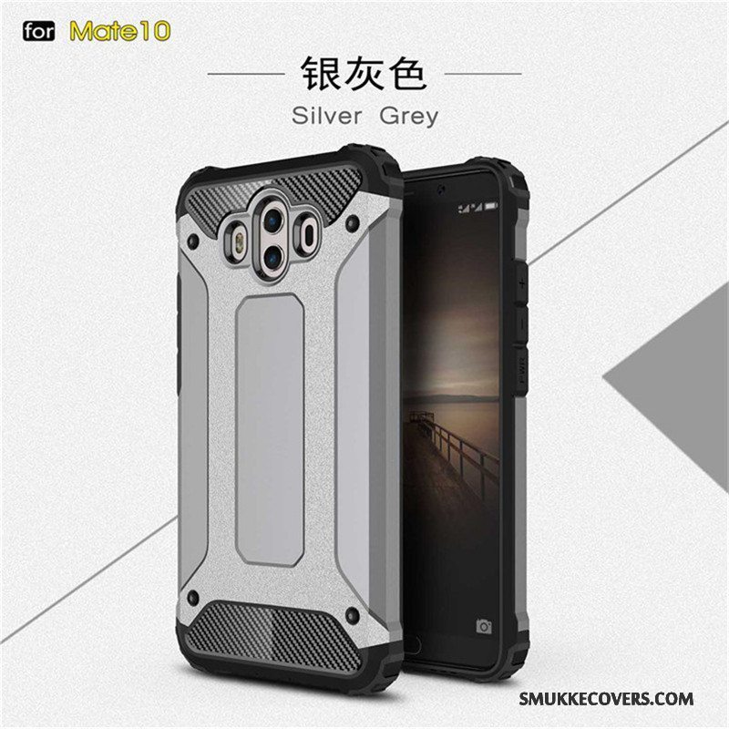 Etui Huawei Mate 10 Metal Anti-fald Tre Forsvar, Cover Huawei Mate 10 Silikone Glans Telefon