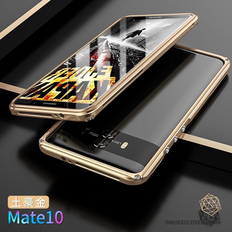 Etui Huawei Mate 10 Metal Telefonbagdæksel, Cover Huawei Mate 10 Beskyttelse Guld Ramme