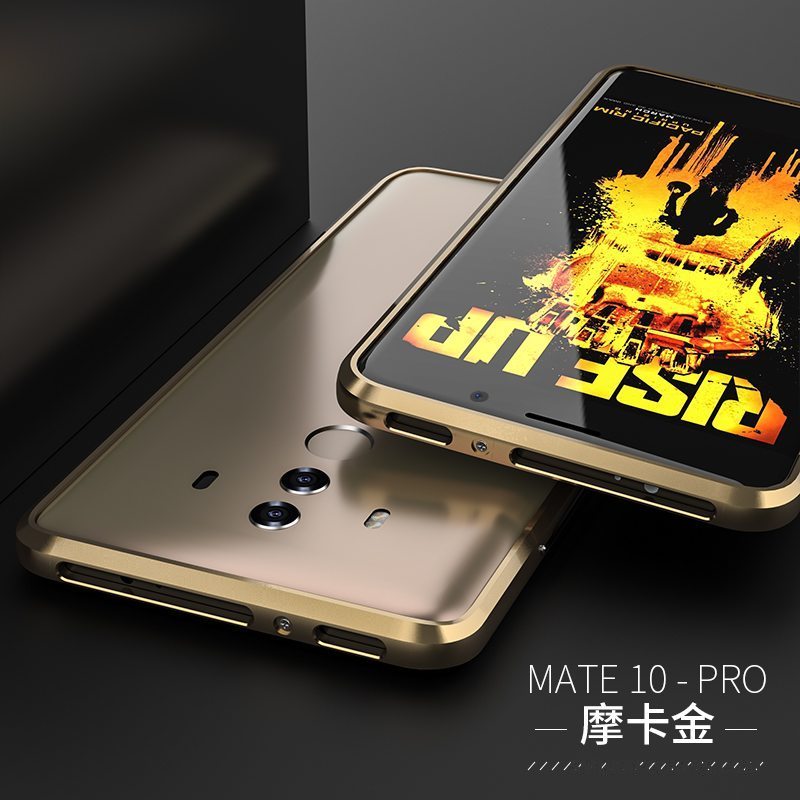 Etui Huawei Mate 10 Pro Kreativ Anti-fald Guld, Cover Huawei Mate 10 Pro Metal Ramme Trendy