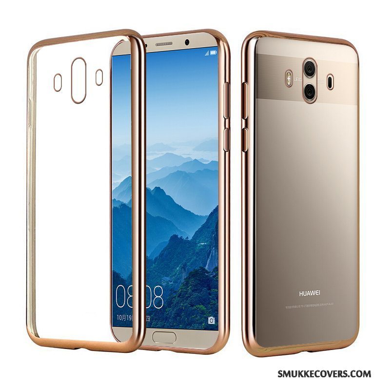 Etui Huawei Mate 10 Pro Luksus Gennemsigtig Telefon, Cover Huawei Mate 10 Pro Silikone Belægning Guld