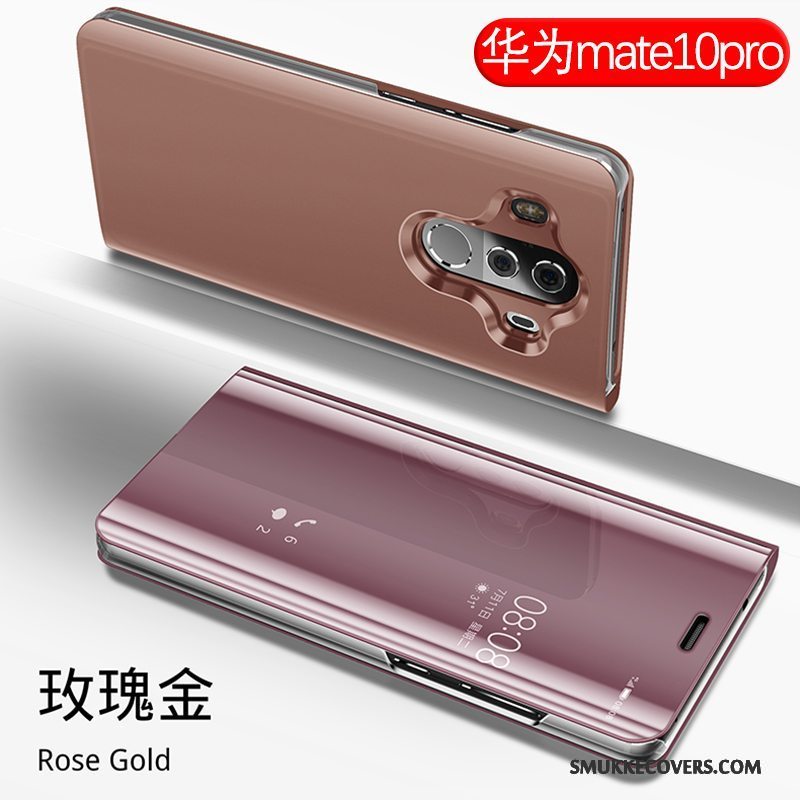 Etui Huawei Mate 10 Pro Tasker Anti-fald Guld, Cover Huawei Mate 10 Pro Folio Telefonspejl