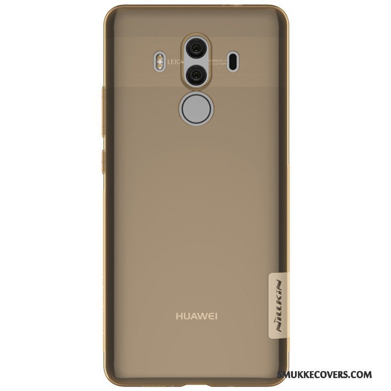 Etui Huawei Mate 10 Pro Tasker Gennemsigtig Guld, Cover Huawei Mate 10 Pro Silikone Telefon