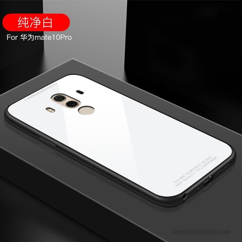 Etui Huawei Mate 10 Pro Tasker Telefonhærdet Glas, Cover Huawei Mate 10 Pro Silikone Anti-fald Hvid