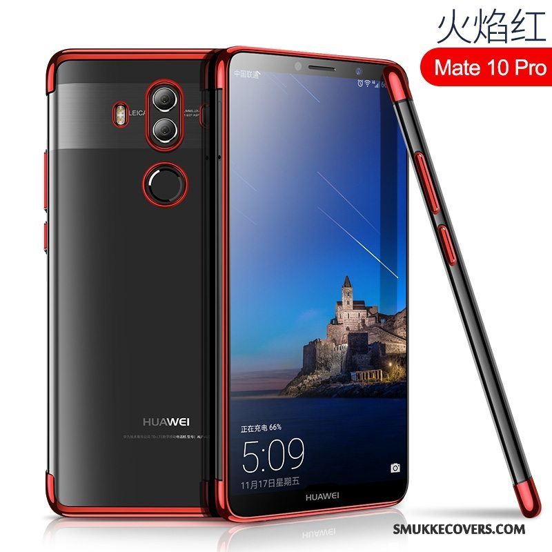 Etui Huawei Mate 10 Pro Tasker Telefonrød, Cover Huawei Mate 10 Pro Blød Gennemsigtig
