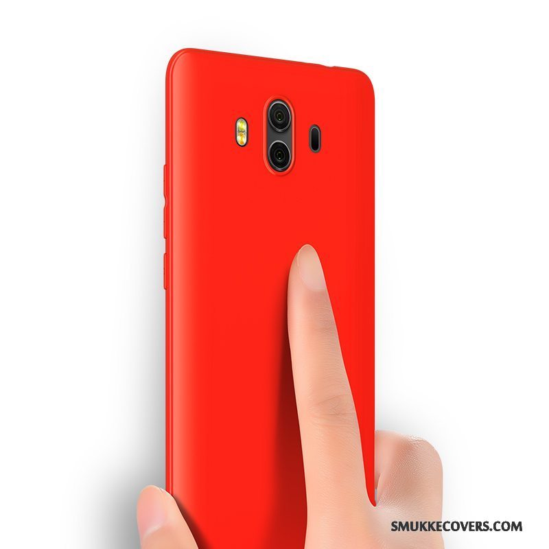 Etui Huawei Mate 10 Tasker Anti-fald Tynd, Cover Huawei Mate 10 Silikone Rød Nubuck