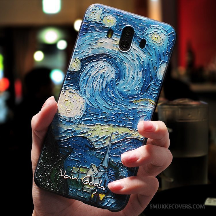 Etui Huawei Mate 10 Tasker Blå Kunst, Cover Huawei Mate 10 Kreativ Anti-fald Af Personlighed