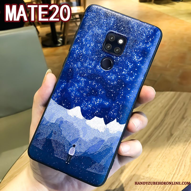 Etui Huawei Mate 20 Kreativ Blå Anti-fald, Cover Huawei Mate 20 Blød Elskeren Hængende Ornamenter