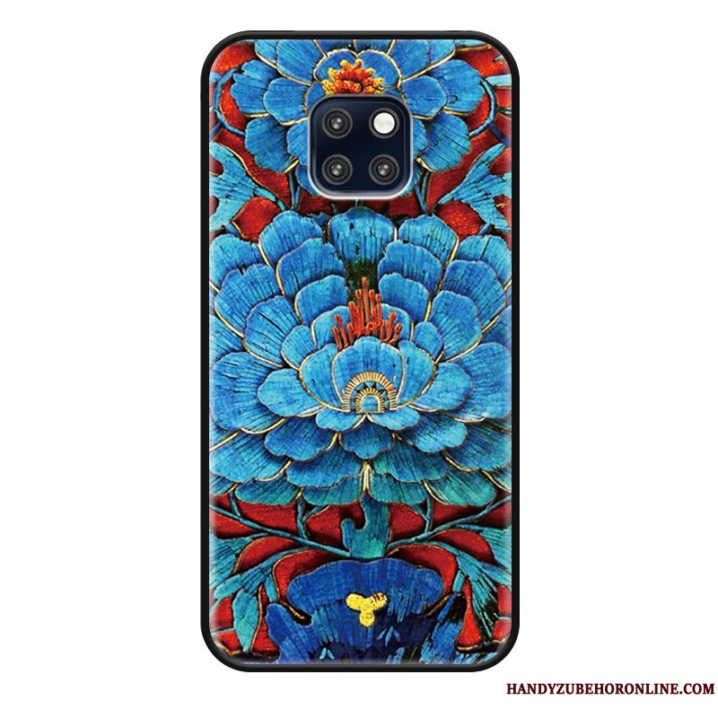 Etui Huawei Mate 20 Rs Vintage Blomster Blå, Cover Huawei Mate 20 Rs Tasker Kinesisk Stil Anti-fald