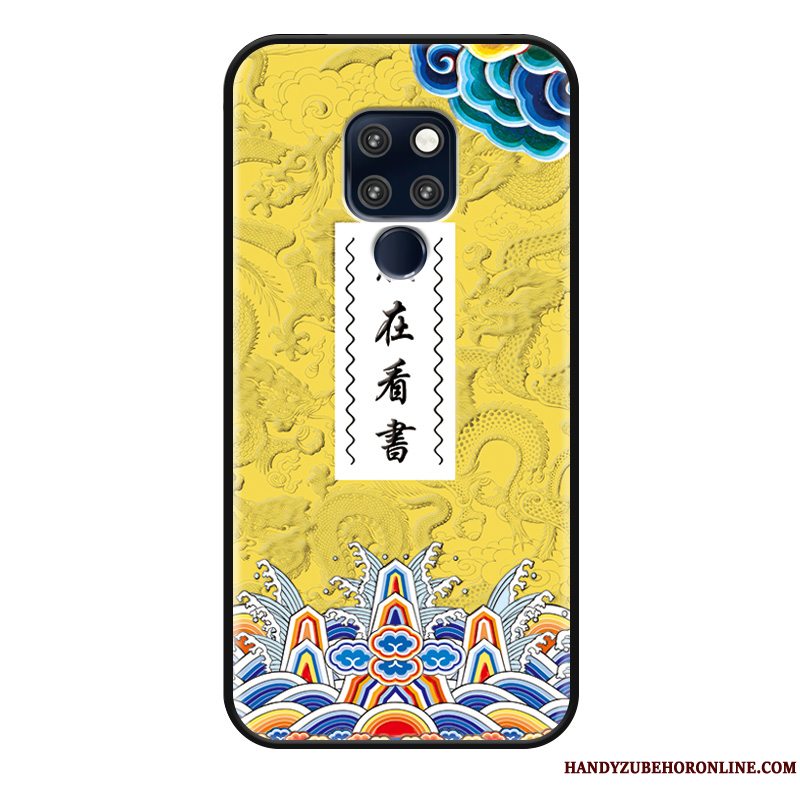 Etui Huawei Mate 20 X Relief Kinesisk Stil Anti-fald, Cover Huawei Mate 20 X Kreativ Gul Telefon