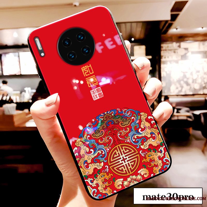 Etui Huawei Mate 30 Pro Anti-fald Rød, Cover Huawei Mate 30 Pro Telefonaf Personlighed
