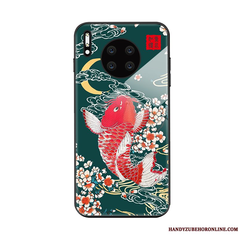 Etui Huawei Mate 30 Pro Kreativ Grøn Tilpas, Cover Huawei Mate 30 Pro Tasker Hærdet Glas Ny