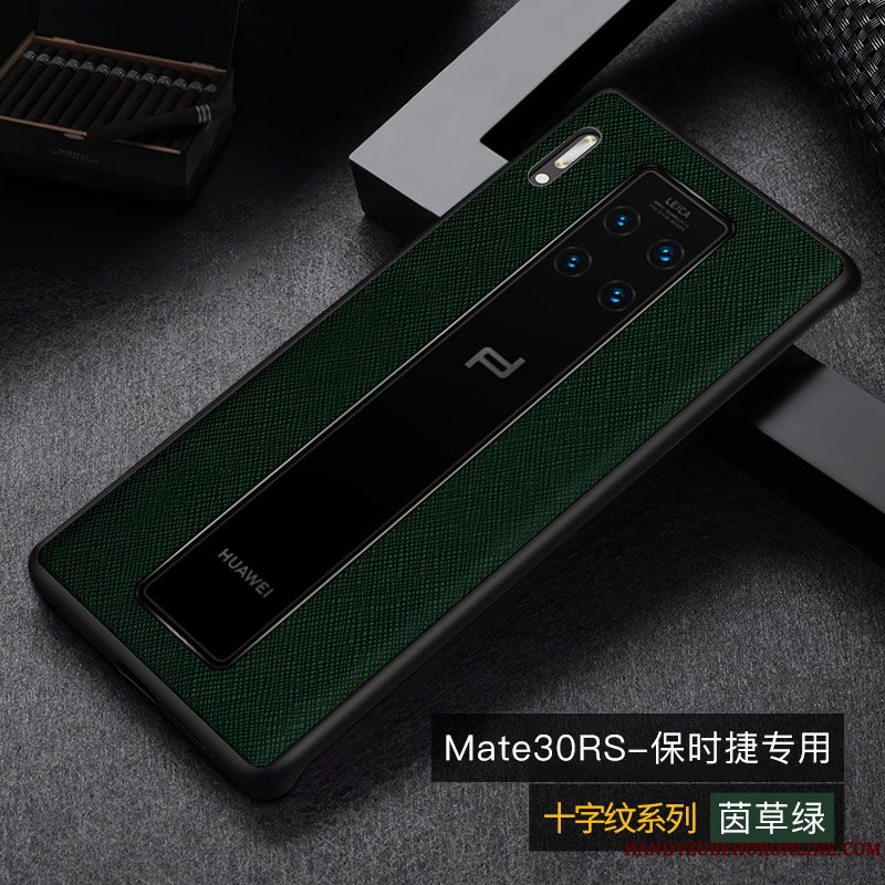 Etui Huawei Mate 30 Rs Læder Design Telefon, Cover Huawei Mate 30 Rs Beskyttelse Læder Top Grøn