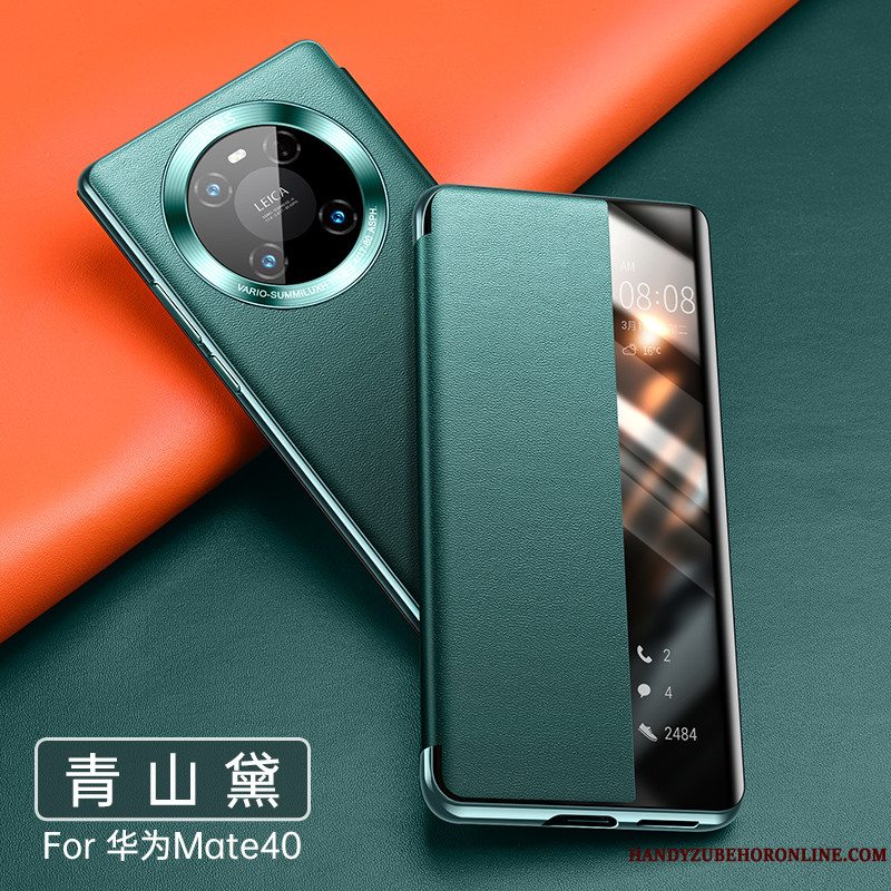 Etui Huawei Mate 40 Beskyttelse High End Telefon, Cover Huawei Mate 40 Læder Grøn Cow