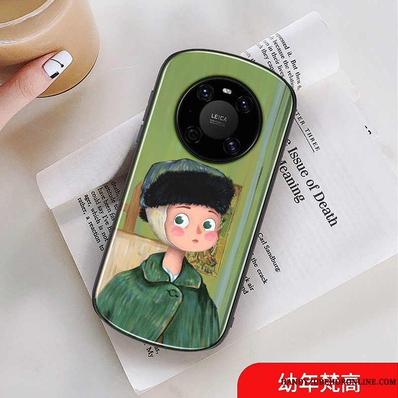 Etui Huawei Mate 40 Pro Cartoon Grøn Oliemaleri, Cover Huawei Mate 40 Pro Beskyttelse Elskeren Høj