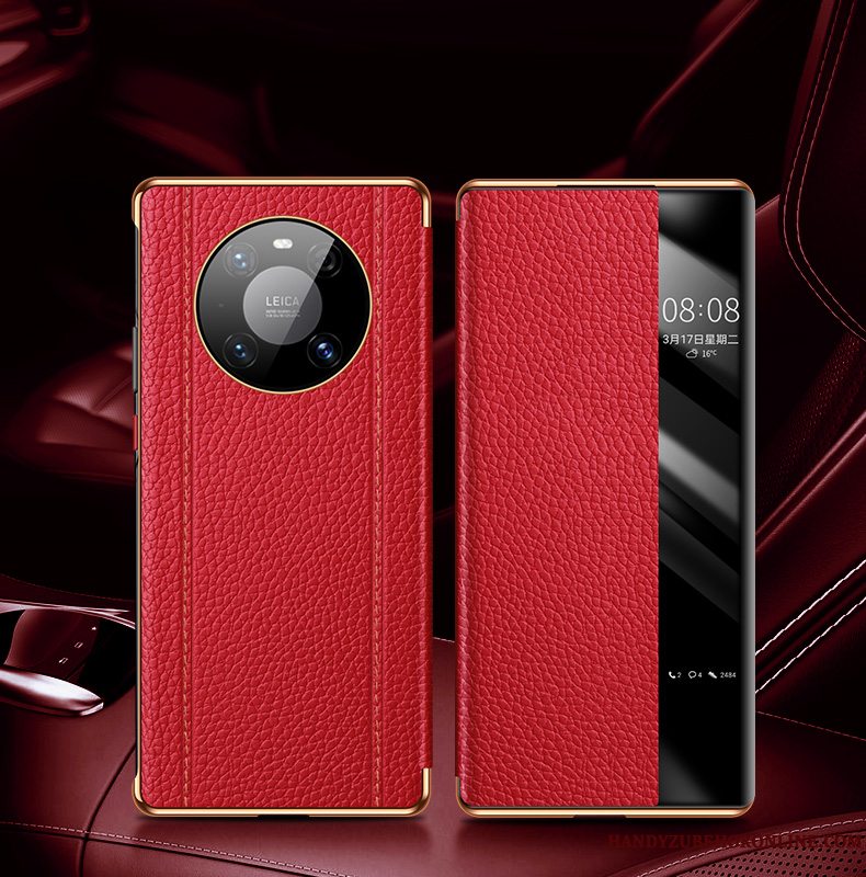 Etui Huawei Mate 40 Pro Folio Telefonanti-fald, Cover Huawei Mate 40 Pro Læder Ny Rød