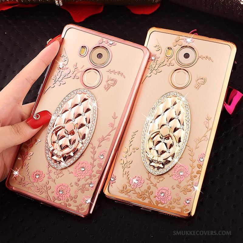 Etui Huawei Mate 8 Beskyttelse Guld Lyserød, Cover Huawei Mate 8 Strass Telefon