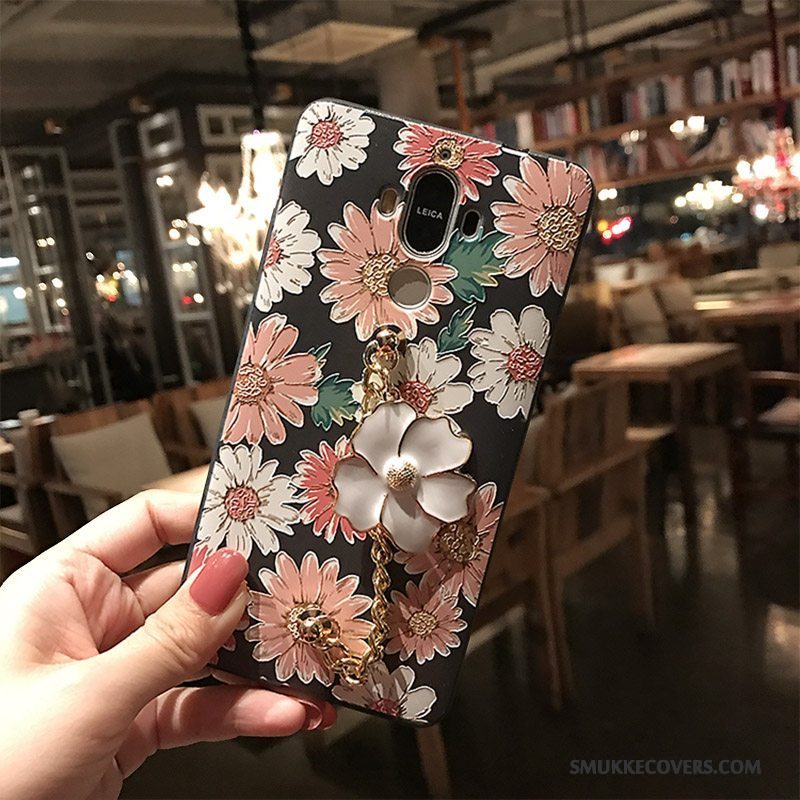 Etui Huawei Mate 8 Blød Telefonsort, Cover Huawei Mate 8 Farve Nubuck Blomster