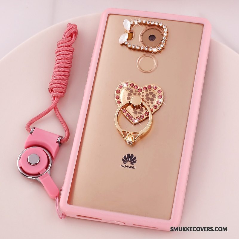 Etui Huawei Mate 8 Cartoon Hængende Ornamenter Anti-fald, Cover Huawei Mate 8 Strass Telefonlyserød