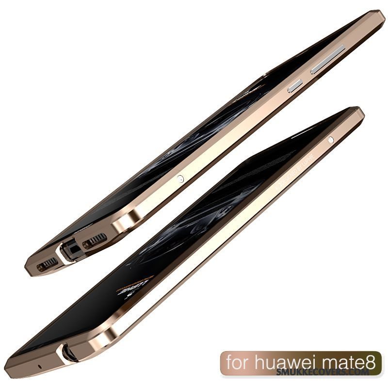 Etui Huawei Mate 8 Metal Tynd Ramme, Cover Huawei Mate 8 Beskyttelse Guld Anti-fald