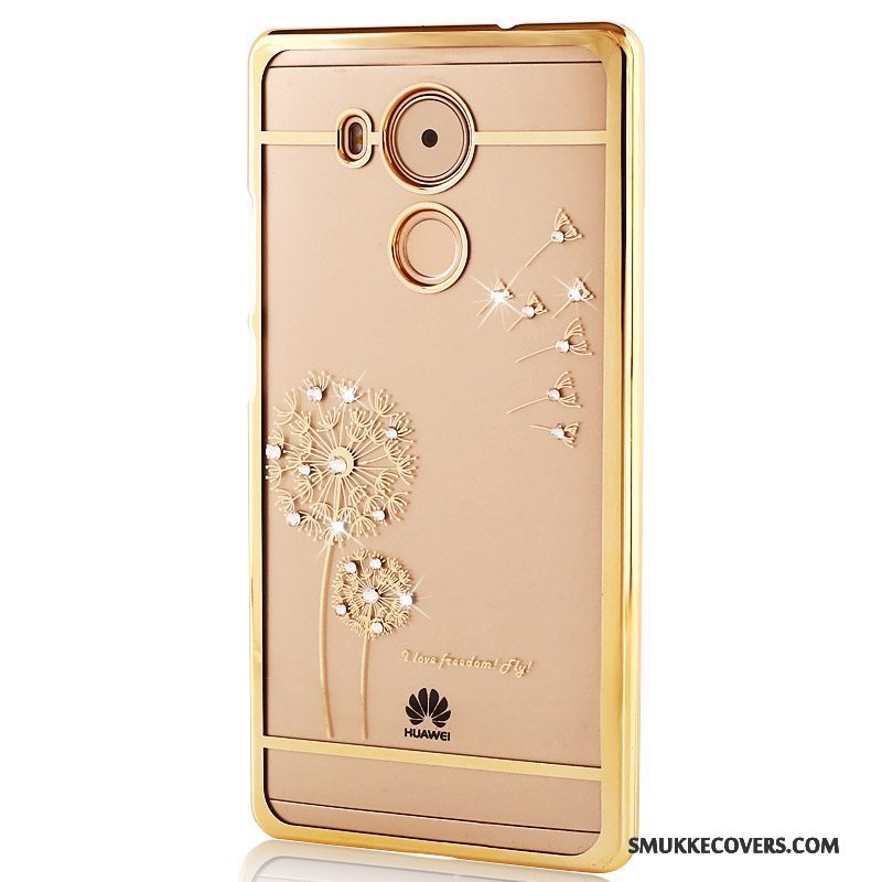 Etui Huawei Mate 8 Strass Hård Guld, Cover Huawei Mate 8 Beskyttelse Telefongennemsigtig