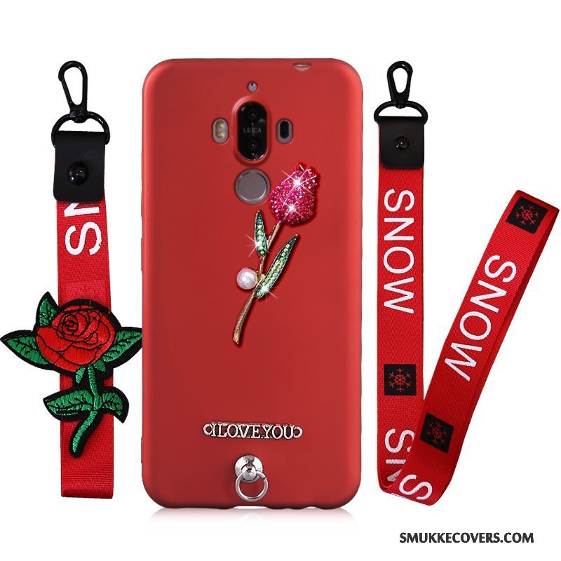 Etui Huawei Mate 9 Blød Hængende Ornamenter Telefon, Cover Huawei Mate 9 Cartoon Rød