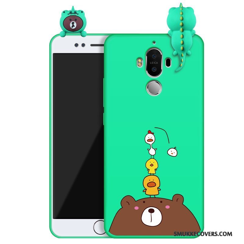 Etui Huawei Mate 9 Cartoon Nubuck Grøn, Cover Huawei Mate 9 Tasker Telefon