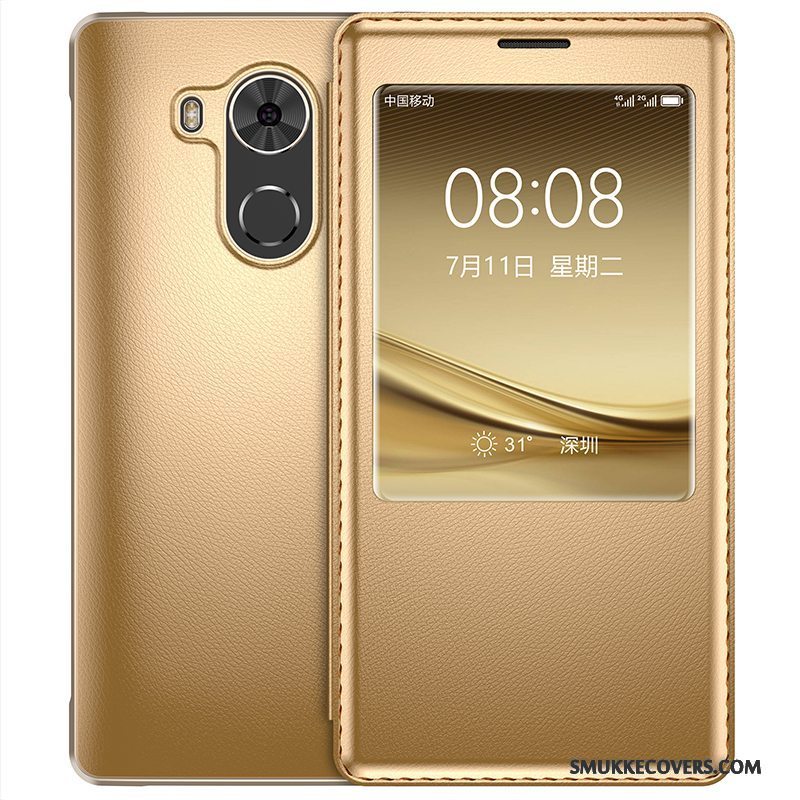 Etui Huawei Mate 9 Folio Anti-fald Telefon, Cover Huawei Mate 9 Læder Guld