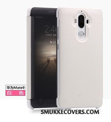 Etui Huawei Mate 9 Læder Anti-fald Telefon, Cover Huawei Mate 9 Beskyttelse Tynd Hvid