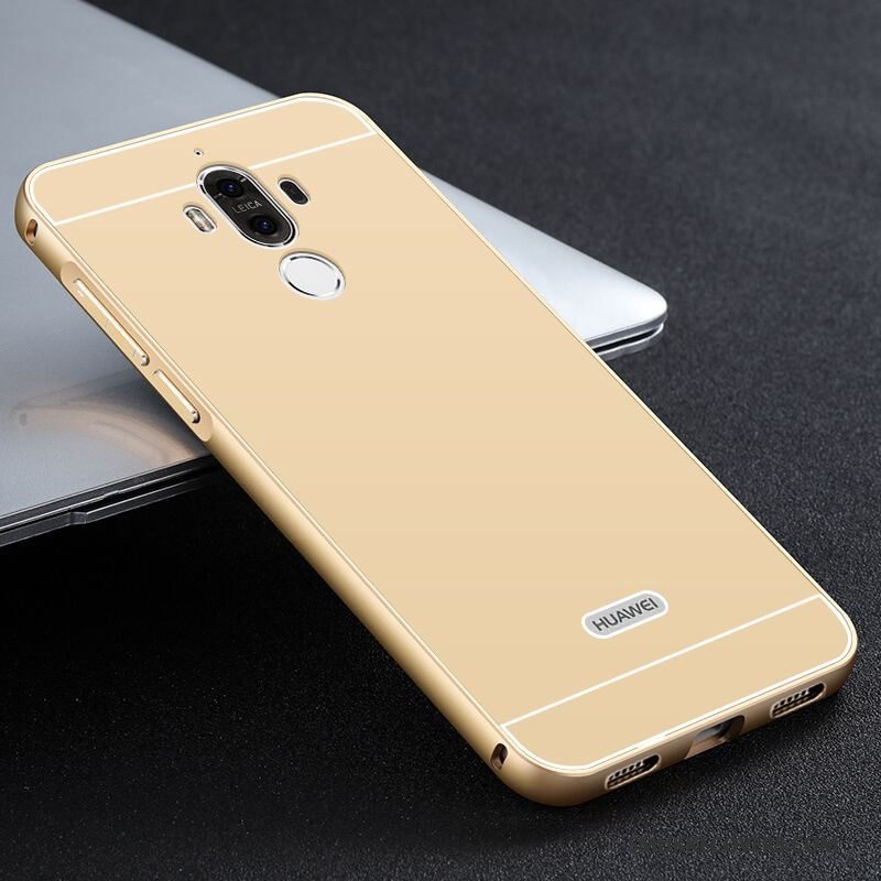 Etui Huawei Mate 9 Metal Ramme Telefon, Cover Huawei Mate 9 Mesh Guld