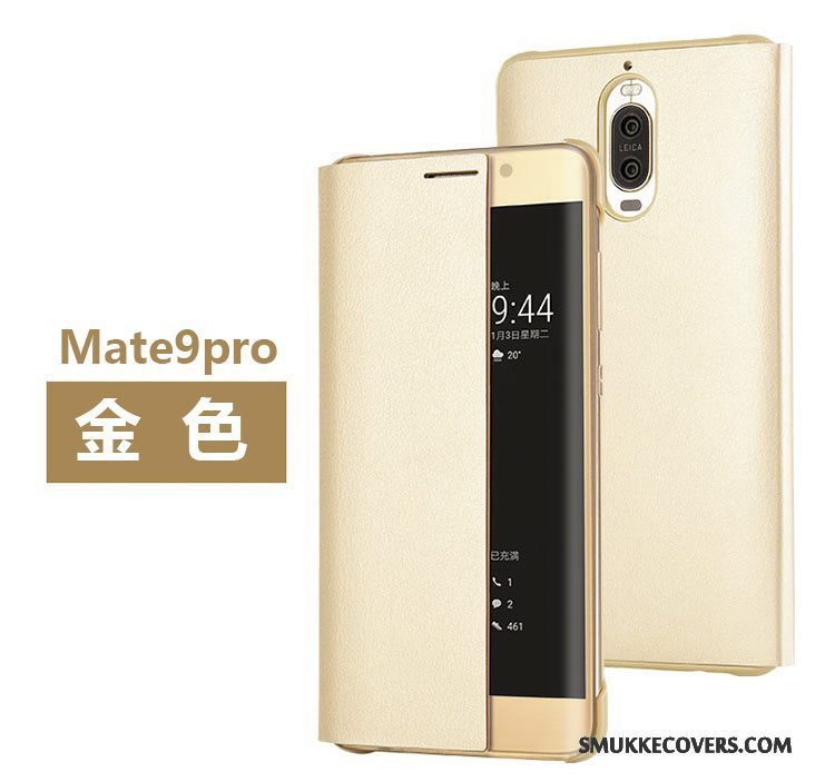Etui Huawei Mate 9 Pro Læder Telefonguld, Cover Huawei Mate 9 Pro Folio