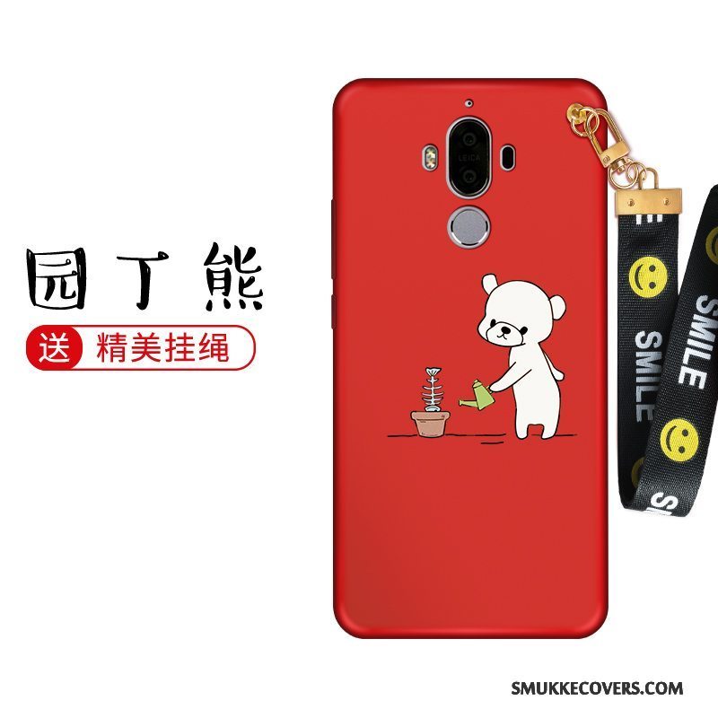 Etui Huawei Mate 9 Silikone Af Personlighed Hængende Ornamenter, Cover Huawei Mate 9 Cartoon Rød Telefon