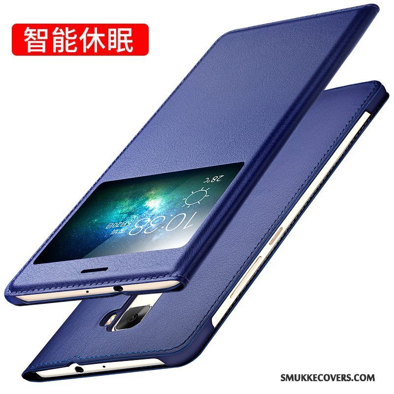 Etui Huawei Mate S Silikone Telefonanti-fald, Cover Huawei Mate S Folio Mørkeblå