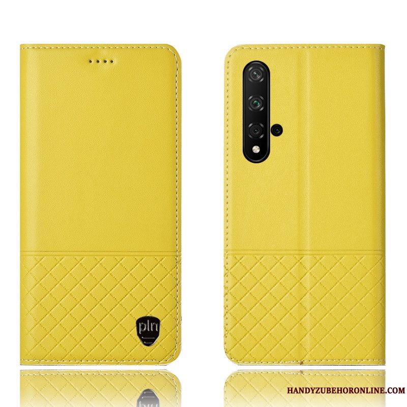 Etui Huawei Nova 5t Læder Gul Telefon, Cover Huawei Nova 5t Beskyttelse Anti-fald