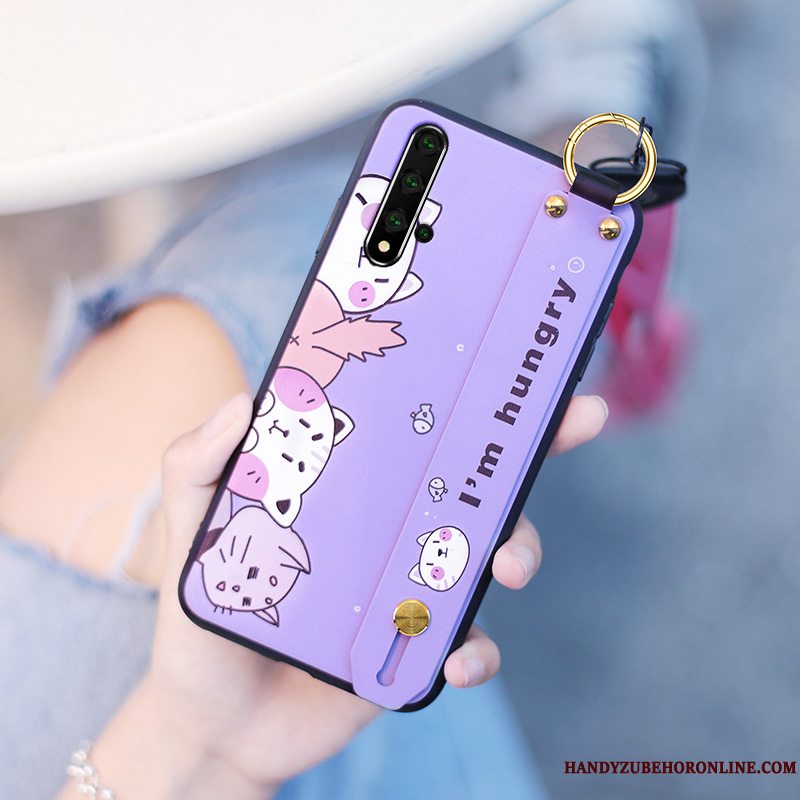 Etui Huawei Nova 5t Silikone Anti-fald Lilla, Cover Huawei Nova 5t Cartoon Telefonhængende Ornamenter