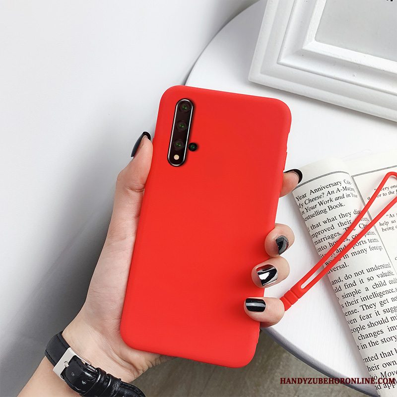 Etui Huawei Nova 5t Silikone Anti-fald Tynd, Cover Huawei Nova 5t Tasker Solid Farve Rød