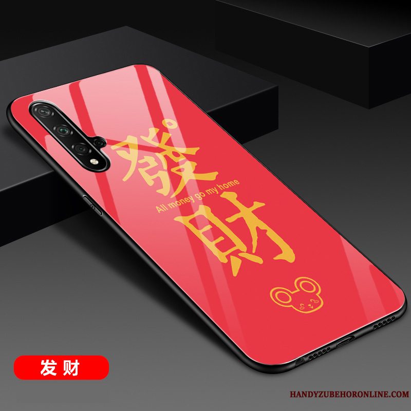 Etui Huawei Nova 5t Silikone Rød Anti-fald, Cover Huawei Nova 5t Beskyttelse Ny Glas