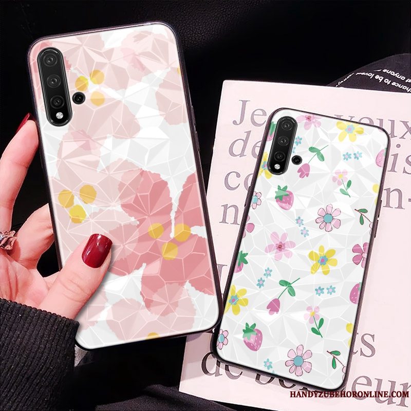 Etui Huawei Nova 5t Tasker Rombe Mønster, Cover Huawei Nova 5t Lyserød Telefon