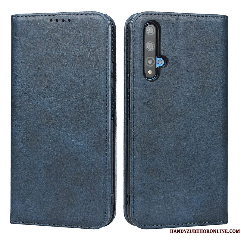 Etui Huawei Nova 5t Tasker Telefonmagnetisk, Cover Huawei Nova 5t Tegnebog Spænde Mørkeblå